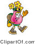 Illustration of a Cartoon Flowers Mascot Hiking and Carrying a Backpack by Mascot Junction