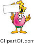 Illustration of a Cartoon Flowers Mascot Holding a Blank Sign by Mascot Junction