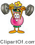 Illustration of a Cartoon Flowers Mascot Holding a Heavy Barbell Above His Head by Mascot Junction