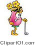 Illustration of a Cartoon Flowers Mascot Leaning on a Golf Club While Golfing by Mascot Junction