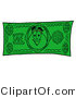 Illustration of a Cartoon Flowers Mascot on a Dollar Bill by Mascot Junction