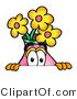 Illustration of a Cartoon Flowers Mascot Peeking over a Surface by Mascot Junction