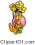 Illustration of a Cartoon Flowers Mascot Plugging His Nose While Jumping into Water by Mascot Junction
