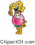 Illustration of a Cartoon Flowers Mascot Pointing Upwards by Mascot Junction