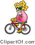 Illustration of a Cartoon Flowers Mascot Riding a Bicycle by Mascot Junction