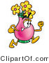 Illustration of a Cartoon Flowers Mascot Running by Mascot Junction