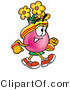 Illustration of a Cartoon Flowers Mascot Speed Walking or Jogging by Mascot Junction