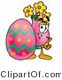 Illustration of a Cartoon Flowers Mascot Standing Beside an Easter Egg by Mascot Junction