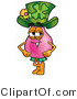 Illustration of a Cartoon Flowers Mascot Wearing a Saint Patricks Day Hat with a Clover on It by Mascot Junction