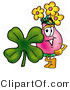 Illustration of a Cartoon Flowers Mascot with a Green Four Leaf Clover on St Paddy's or St Patricks Day by Mascot Junction