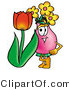 Illustration of a Cartoon Flowers Mascot with a Red Tulip Flower in the Spring by Mascot Junction