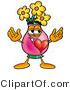 Illustration of a Cartoon Flowers Mascot with His Heart Beating out of His Chest by Mascot Junction