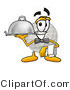 Illustration of a Cartoon Golf Ball Mascot Dressed As a Waiter and Holding a Serving Platter by Mascot Junction