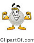 Illustration of a Cartoon Golf Ball Mascot Flexing His Arm Muscles by Mascot Junction