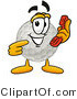 Illustration of a Cartoon Golf Ball Mascot Holding a Telephone by Mascot Junction