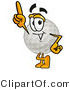 Illustration of a Cartoon Golf Ball Mascot Pointing Upwards by Mascot Junction