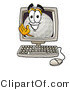 Illustration of a Cartoon Golf Ball Mascot Waving from Inside a Computer Screen by Mascot Junction