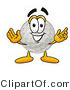 Illustration of a Cartoon Golf Ball Mascot with Welcoming Open Arms by Mascot Junction