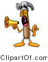 Illustration of a Cartoon Hammer Mascot Screaming into a Megaphone by Mascot Junction