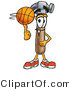 Illustration of a Cartoon Hammer Mascot Spinning a Basketball on His Finger by Mascot Junction