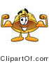 Illustration of a Cartoon Hard Hat Mascot Flexing His Arm Muscles by Mascot Junction