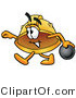 Illustration of a Cartoon Hard Hat Mascot Holding a Bowling Ball by Mascot Junction