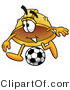Illustration of a Cartoon Hard Hat Mascot Kicking a Soccer Ball by Mascot Junction