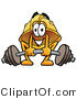 Illustration of a Cartoon Hard Hat Mascot Lifting a Heavy Barbell by Mascot Junction