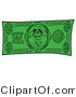 Illustration of a Cartoon Hard Hat Mascot on a Dollar Bill by Mascot Junction