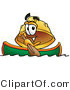 Illustration of a Cartoon Hard Hat Mascot Rowing a Boat by Mascot Junction