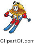 Illustration of a Cartoon Hard Hat Mascot Skiing Downhill by Mascot Junction