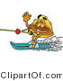 Illustration of a Cartoon Hard Hat Mascot Waving While Water Skiing by Mascot Junction