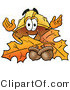Illustration of a Cartoon Hard Hat Mascot with Autumn Leaves and Acorns in the Fall by Mascot Junction
