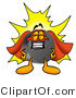 Illustration of a Cartoon Hockey Puck Mascot Dressed As a Super Hero by Mascot Junction