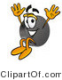 Illustration of a Cartoon Hockey Puck Mascot Jumping by Mascot Junction