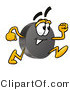 Illustration of a Cartoon Hockey Puck Mascot Running by Mascot Junction