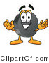 Illustration of a Cartoon Hockey Puck Mascot with Welcoming Open Arms by Mascot Junction