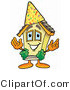 Illustration of a Cartoon House Mascot Wearing a Birthday Party Hat by Mascot Junction