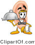 Illustration of a Cartoon Human Ear Mascot Dressed As a Waiter and Holding a Serving Platter by Mascot Junction