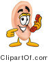 Illustration of a Cartoon Human Ear Mascot Holding a Telephone by Mascot Junction