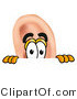 Illustration of a Cartoon Human Ear Mascot Peeking over a Surface by Mascot Junction
