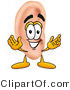 Illustration of a Cartoon Human Ear Mascot with Welcoming Open Arms by Mascot Junction