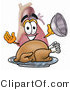 Illustration of a Cartoon Human Heart Mascot Serving a Thanksgiving Turkey on a Platter by Mascot Junction