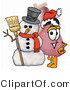 Illustration of a Cartoon Human Heart Mascot with a Snowman on Christmas by Mascot Junction