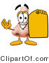 Illustration of a Cartoon Human Nose Mascot Holding a Yellow Sales Price Tag by Mascot Junction