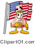 Illustration of a Cartoon Human Nose Mascot Pledging Allegiance to an American Flag by Mascot Junction