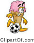 Illustration of a Cartoon Ice Cream Cone Mascot Kicking a Soccer Ball by Mascot Junction