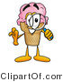 Illustration of a Cartoon Ice Cream Cone Mascot Looking Through a Magnifying Glass by Mascot Junction