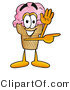 Illustration of a Cartoon Ice Cream Cone Mascot Waving and Pointing by Mascot Junction
