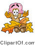 Illustration of a Cartoon Ice Cream Cone Mascot with Autumn Leaves and Acorns in the Fall by Mascot Junction